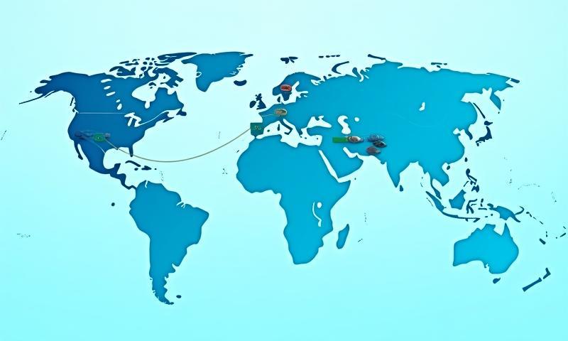 Stylized world map highlighting global seafood trade routes